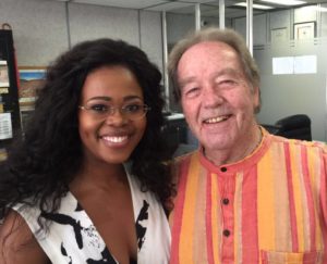 Pretty Yende en Wouter de Wet, toe sy in die RSG-ateljee was.