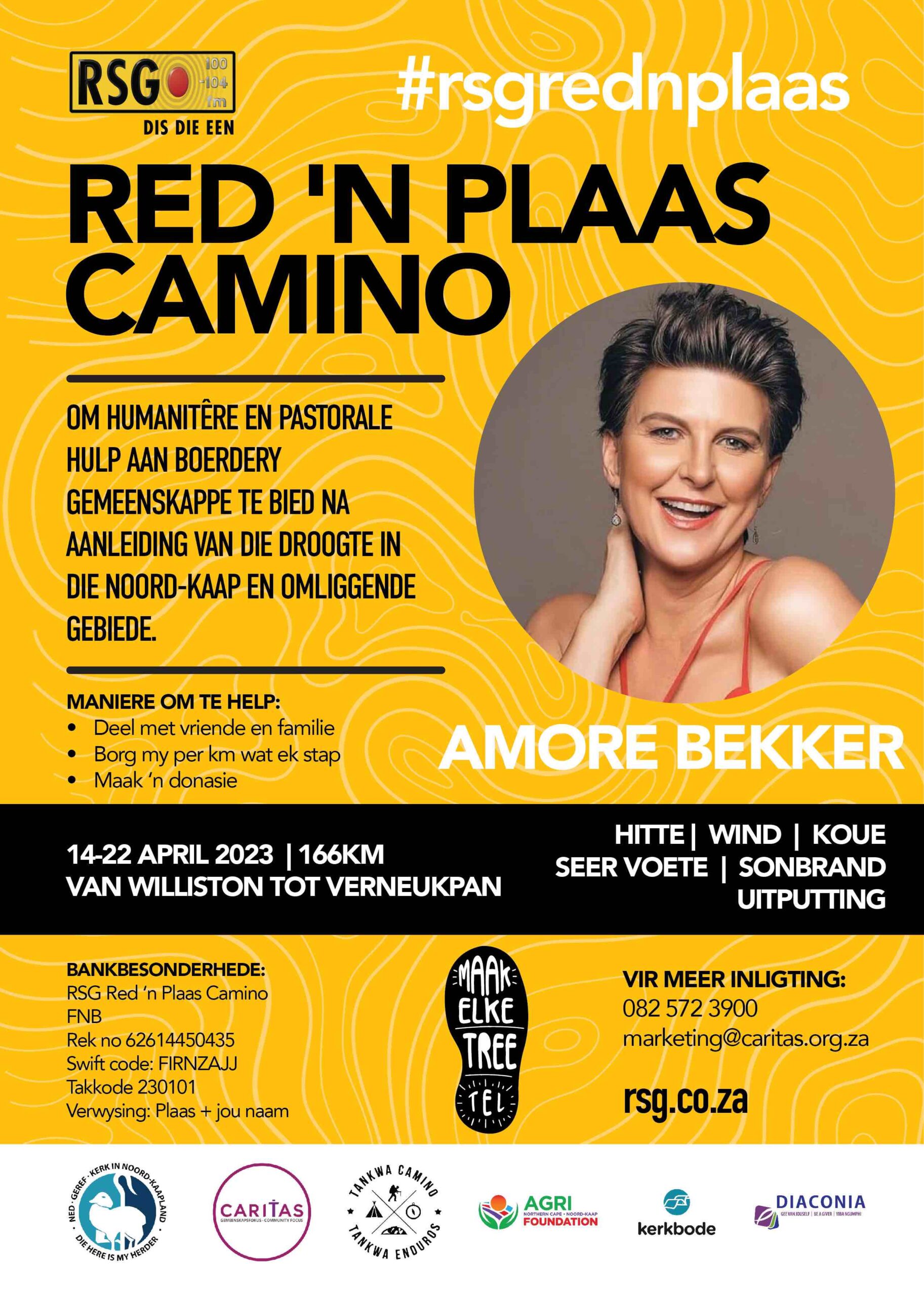 RSG Red-‘n-plaas camino 14 – 22 April: Amore en kie gaan 166 km in 8 dae stap