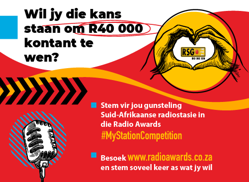 Stem nou vir RSG as jou gunsteling-radiostasie, en jy kan dalk R40 000  kontant wen!
